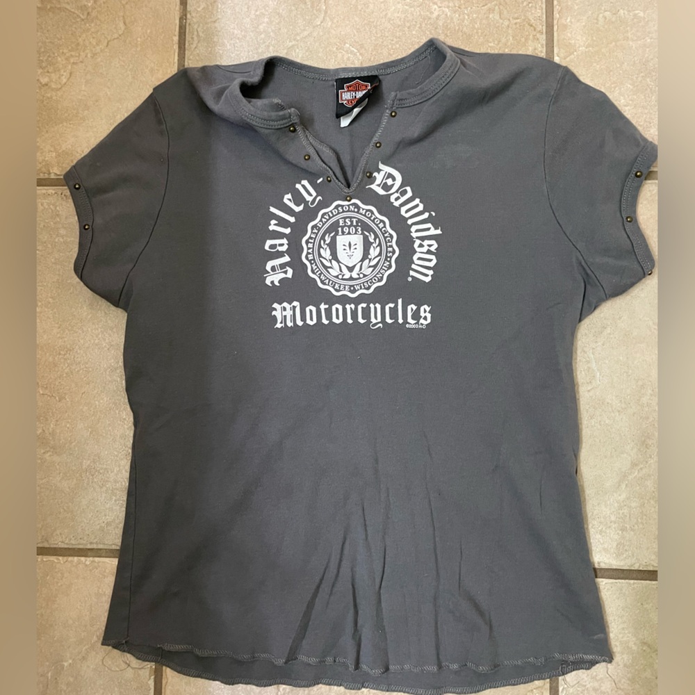 Vintage short sleeve, gray, Harley Davidson women’s top